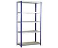 Storage Shelves, 5 Tiers, 265kg, Galvanised Steel, 1.8m, Blue / Silver